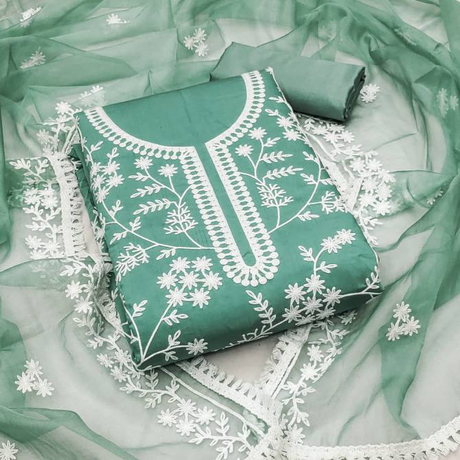 DS Designer Pv Silk Cotton Work Non Catalog Dress Material
